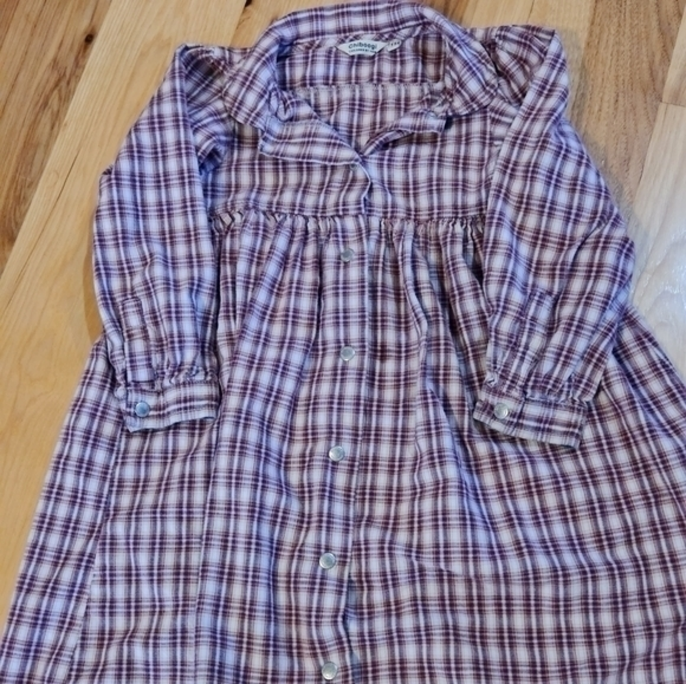 Chiboogi Long Sleeve Plaid‎ Dress w/Snap Closure See Desc. Holiday Christmas